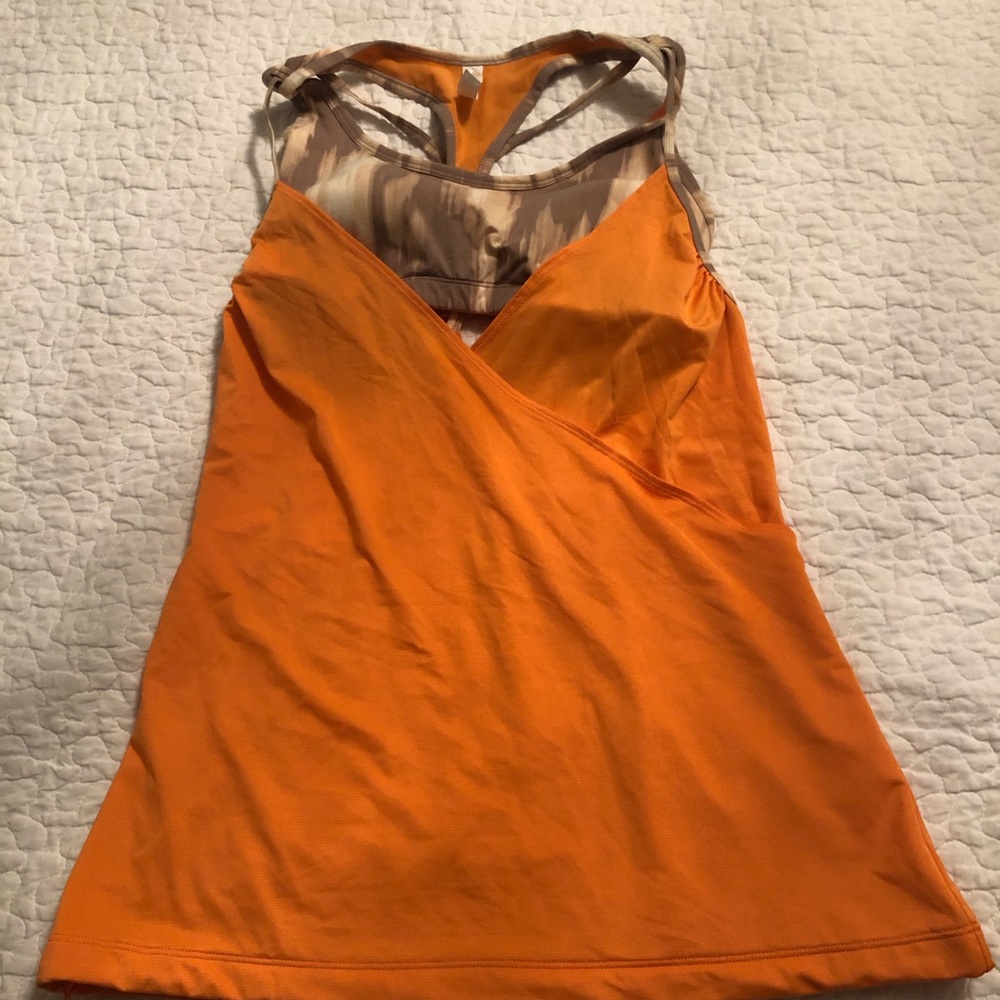Lucy Built in bra workout top orange